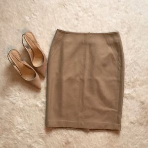 Ann Taylor LOFT Khaki Midi Pencil Skirt